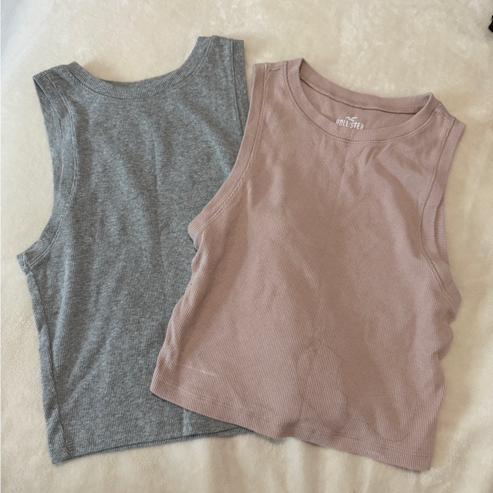 Hollister Ribbed High-Neck Tank - Dusty Mauve